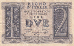 BANCONOTA ITALIA REGNO LIRE DUE BIGLIETTO DI STATO VF  (B_401 - Italia – 2 Lire