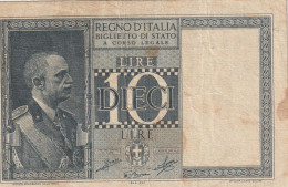BANCONOTA ITALIA REGNO BIGLIETTO DI STATO LIRE 10 VF  (B_398 - Italië – 10 Lire