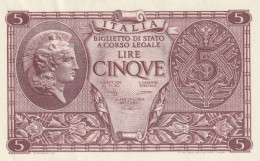 BANCONOTA ITALIA REGNO BIGLIETTO DI STATO LIRE 5 UNC  (B_389 - Italia – 5 Lire