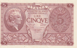 BANCONOTA ITALIA REGNO BIGLIETTO DI STATO LIRE 5 UNC  (B_388 - Italië– 5 Lire