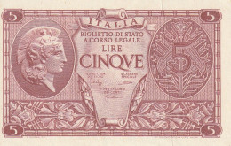 BANCONOTA ITALIA REGNO BIGLIETTO DI STATO LIRE 5 UNC  (B_386 - Italië– 5 Lire