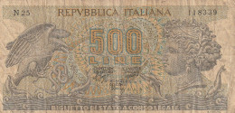 BANCONOTA ITALIA REP. L.500 MEDUSA VF  (B_372 - 500 Liras