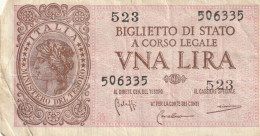 BANCONOTA BIGLIETTO DI STATO ITALIA 1 LIRA VF  (B_364 - Italia – 1 Lira