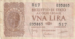 BANCONOTA BIGLIETTO DI STATO ITALIA 1 LIRA VF  (B_362 - Italia – 1 Lira