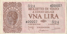 BANCONOTA BIGLIETTO DI STATO ITALIA 1 LIRA VF  (B_353 - Italia – 1 Lira