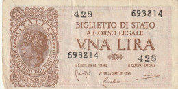 BANCONOTA BIGLIETTO DI STATO ITALIA 1 LIRA VF  (B_355 - Italia – 1 Lira