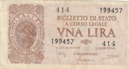 BANCONOTA BIGLIETTO DI STATO ITALIA 1 LIRA VF  (B_356 - Italië – 1 Lira