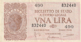 BANCONOTA BIGLIETTO DI STATO ITALIA 1 LIRA VF  (B_350 - Italië – 1 Lira