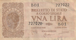 BANCONOTA BIGLIETTO DI STATO ITALIA 1 LIRA VF  (B_346 - Italië – 1 Lira