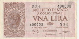 BANCONOTA BIGLIETTO DI STATO ITALIA 1 LIRA VF  (B_345 - Italia – 1 Lira