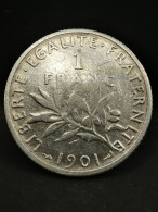 1 FRANC 1901 ARGENT SEMEUSE  / FRANCE / SILVER - 1 Franc