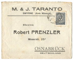 Cover Enveloppe Brief Taranto Smyrne Izmir Turquie Asie Mineure Vers Osnabruck Deutschland Stamp 10 Piastres - Brieven En Documenten
