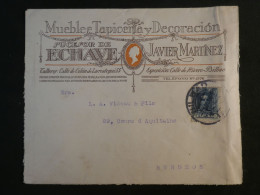 DI 16   ESPANA BELLE   LETTRE DECORACION  ENV. 1920  BILBAO ? A BURDEOS + + AFF. INTERESSANT+++ - Brieven En Documenten