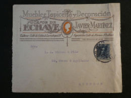 DI 16   ESPANA BELLE   LETTRE DECORACION  ENV. 1920  BILBAO ? A BURDEOS + + AFF. INTERESSANT+++ - Covers & Documents