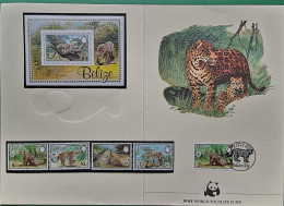 WWF Karte Mit Belize Jaguar Mi 719/22** + B61 + Ersttags Sonderstempel - Belize (1973-...)