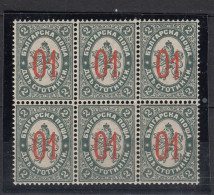 Bulgaria 1895 - 01 St. Surcharge - MNH  Block Of 6 (e-600) - Unused Stamps