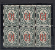 Bulgaria 1895 - 01 St. Surcharge - MNH  Block Of 6 (e-600) - Nuovi