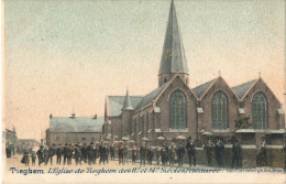 TIEGEM    L'EGLISE DE TIEGHEM DES 11e ET 14e SIECLES RESTAUREE       2 SCANS - Anzegem