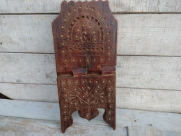 Ancien Porte Coran Orientaliste Bois Sculpté Monoxyle Rahle - Arte Oriental