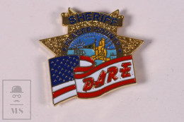 Pin Sheriff Placer County Dare - 25 X 23 Mm - Marked Dare Dare To Keep Kids Of Drugs Backside - Butterfly Fastener - Police
