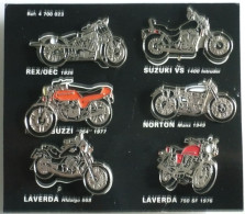 * Plaquette 6 Pin's - Moto Motos Motorrad - REX/OEC Suzuki VS 1400 Moto Guzzi Norton Laverda Hidalgo Laverda 750 SF - Moto