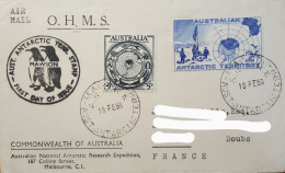 Pli Base Antarctique Australie Posté Base Mawson 18 Fev 1958. AGI. - Covers & Documents