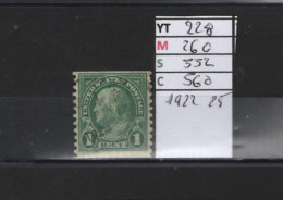 PRIX FIXE Obl 228 YT 260 MIC 552 SCO 560 GIB Benjamin Franklin 1922 1925 Etats Unis 58/07 Dentelé 2 Cotés - Used Stamps