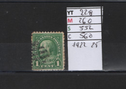 PRIX FIXE Obl 228 YT 260 MIC 552 SCO 560 GIB Benjamin Franklin 1922 1925 Etats Unis 58/07 - Gebruikt