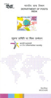 INDIA - 2005 - BROCHURE OF WORLD SUMMIT ON THE INFORMATION SOCIETY STAMP DESCRIPTION AND TECHNICAL DATA. - Cartas & Documentos