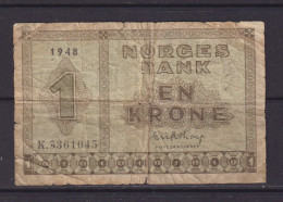 NORWAY - 1948 1 Krone Circulated Banknote - Norway