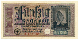 50 REICHSMARK OCCUPAZIONE TEDESCA ITALIA REICHSKREDITKASSEN 1943 SUP+ - Occupazione Alleata Seconda Guerra Mondiale