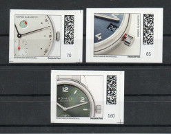 Deutschland 2023. Briefmarke Individuell, NOMOS Glashütte, 3 Werte Postfrisch (70, 85, 160 Ct) Komplett - Clocks