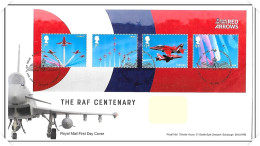 2018 GB FDC - The RAF Centenary Mini Sheet - Typed Address - 2011-2020 Ediciones Decimales