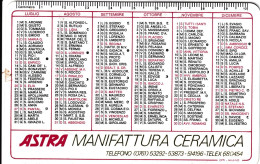 Calendarietto - Astra Manifattura Ceramica - Anno 1980 - Tamaño Pequeño : 1971-80