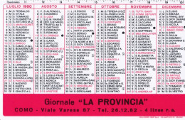 Calendarietto - Giornale La Provincia - Anno 1980 - Tamaño Pequeño : 1971-80