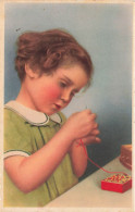 ENFANTS - Dessins D'enfants - Petite Fille - La Couture - Carte Postale Ancienne - Children's Drawings