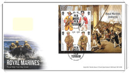 2022 GB FDC - Royal Marines Mini Sheet - Typed Address - 2021-... Ediciones Decimales