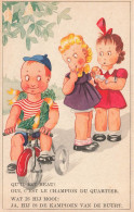 ENFANTS - Dessins D'enfants - Qu'il Est Beau - Filles Admirant Un Garçon - Carte Postale Ancienne - Children's Drawings