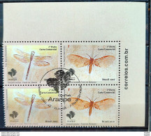 C 3687 Brazil Stamp GeoPark Araripe Dragonfly Moth Insect 2016 Block Of 4 CBC CE Vignette Site - Nuovi