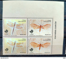 C 3687 Brazil Stamp GeoPark Araripe Dragonfly Moth Insect 2016 Block Of 4 Vignette Site - Nuovi