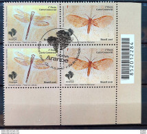 C 3687 Brazil Stamp GeoPark Araripe Dragonfly Moth Insect 2016 Block Of 4 CBC CE Bar Code - Nuovi