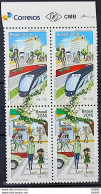 C 3651 Brazil Stamp Sustainable Mobility Train Car Bicycle Environment 2016 Block Of 4 Vignette Correios - Nuovi