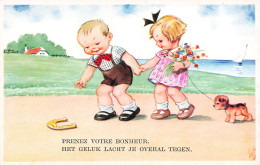 ENFANTS - Dessins D'enfants - Enfants Se Promenant - Prenez Votre Bonheur - Carte Postale Ancienne - Kindertekeningen