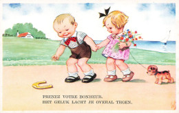 ENFANTS - Dessins D'enfants - Enfants Se Promenant - Prenez Votre Bonheur - Carte Postale Ancienne - Kinder-Zeichnungen