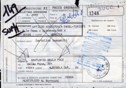 Italia (1993) - Bollettino Pacchi Reso Al Mittente Da Albisola Superiore (SV) Per Venezia - Pacchi Postali