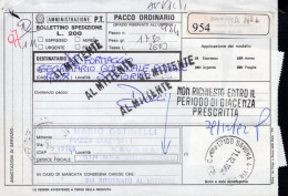 Italia (1992) - Bollettino Pacchi Reso Al Mittente Da Savona Per Torino - Pacchi Postali