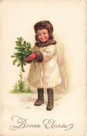 FÊTES - VŒUX - Bonne Année - Petite Fille Avec Des Fleurs - Carte Postale Ancienne - Nouvel An