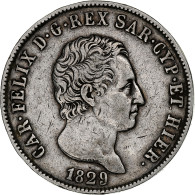 Monnaie, États Italiens, SARDINIA, Carlo Felice, 5 Lire, 1829, Torino, TTB - Piemonte-Sardinië- Italiaanse Savoie