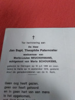 Doodsprentje Jan Baptist Theophile Paternoster / Oetingen 10/7/1889 Halle 14/9/1976 ( M.L Neuckermans / M Schoukens ) - Religion & Esotérisme