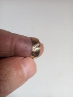 Bague En Or 8 Carats Diamètre Intérieur 16 Mm Avec 4 Véritable Diamants - Ring